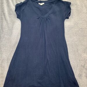 Derek Heart Navy Ribbed Neck Tee